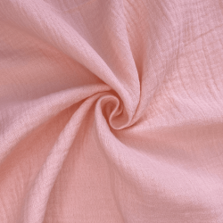 Ткань Муслин Жатый, цвет Нежно-Розовый (на отрез)  в Черноголовке