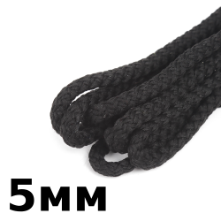 Шнур с сердечником 5мм, цвет Чёрный (плетено-вязанный, плотный)  в Черноголовке